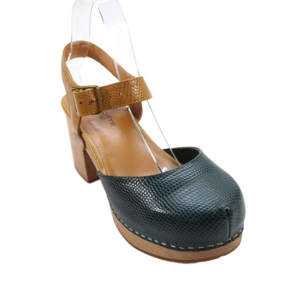Charlotte Stone Womens Leather Maud Slingbacks Pumps Green Brown Size 7